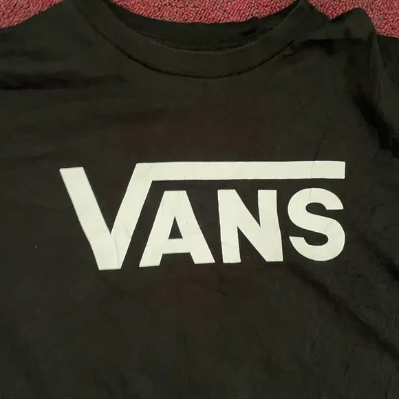 Vintage Vans White Logo Black Short Sleeved Graphic T-Shirt Size Mens XS - Picture 3 of 5